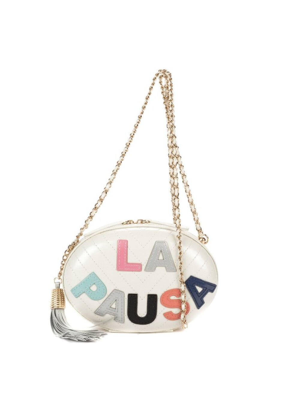 Chanel la Pausa Evening Bag Ivory Multicolor Chevron Lambskin